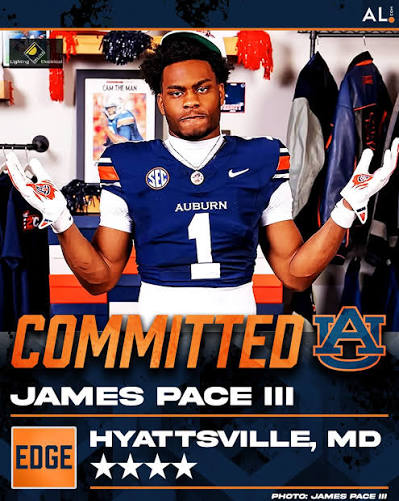 Four-star edge rusher James Pace III announced his commitment to Auburn on  Friday joining DeMatha Catholic High School teammate, three-star safety  Knyair Crumb, who committed earlier this week. #auburn #auburnfootball  #wareagle #wde #