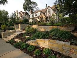 Limestone And Dolomite Retaining Walls Traditional Landscape Bloomington Mn Front Landscaping Design Sloped Backyard Landscaping Landscape Design