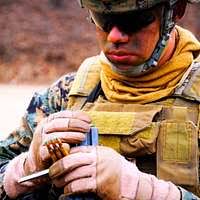 AIRMAN First Class (A1C) Jerome Whaley, from the 437th Security Forces  Squadron (SFS), Charleston Air Force Base (AFB), South Carolina and  deployed to Kuwait City International Airport, provides security for  aircraft, in