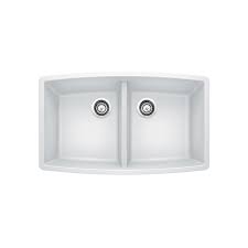 Blanco 442551 white valea 27 undermount single basin composite kitchen sink. Blanco Performa Undermount Kitchen Sink White 33 In 401713 Rona
