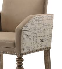 Roundhill Furniture C428a Birmingham Script Printed Driftwood Finish Dining Arm Chair With Nail Head Set Of 2 W Furniture Dining Arm Chair Cheap Dining Sets