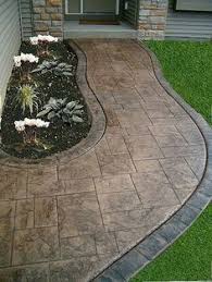 Concrete Sidewalk Concrete Patio Designs Front Yard Landscaping Stamped Concrete Walkway