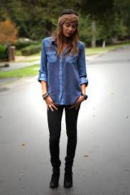 Black Ankle Boots With Skinny Jeans Denim Button Up Shirt Black Skinny Jeans Black Ankle Boots Pretty Much How I Dress Every Day These Days Fashion Clothes Blue Denim