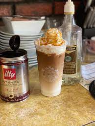 Now, it's mainly mobile orders and maybe one or two people in… Iced Hazelnut Caramel Macchiato Copycat Starbucks Drinks Hazelnut Coffee Caramel Macchiato