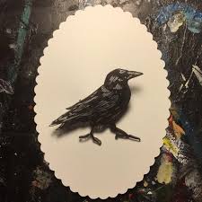 Crow Raven Corvus Hand Drawn Shrink Plastic Brooch Pin Back By Silla Dilla Grape How To Draw Hands Crows Ravens Shrink Plastic
