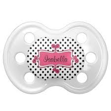 Black White Polka Dots Pink Baby Girl Pacifier Zazzle Com