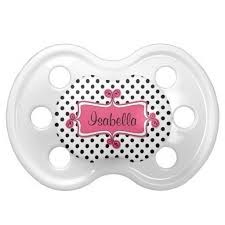 black white polka dots pink baby girl pacifier zazzle com