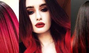 Split the hair down the middle and dye one side a bright scarlett and the other side a raven black or rich navy blue. 13 Best Black And Red Ombre Hair Color Ideas 2021