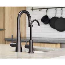 Butler faucets provide separate, cold drinking water and are a great fit at a second sink or right next to your kitchen faucet. Moen Sleek Black Stainless Steel 1 Handle Deck Mount Pull Down Handle Lever Residential Kitchen Faucet 7664bls Rona