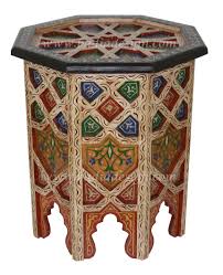Moroccan bone inlaid side table, bone table, side table , end table , moroccan table , indian furniture and decor | sheherazade® home. Moroccan Carved Wood Hand Painted Side Table From Badia Design Inc 5420 Vineland Ave North Hollywood Ca 91601