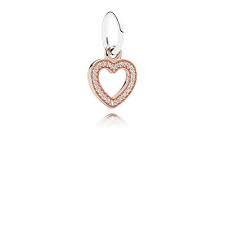 Pandora Heart Rose Gold Dangle With Silver And Cubic Zirconia Oro Rosa Pandora Joyeria De Pandora Collar De Pandora