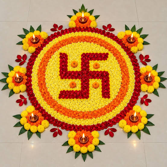 Navratri Swastik Rangoli Design