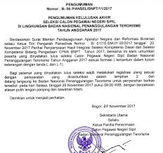 Surat pernyataan cpns 2019 yang kami lampirkan disini merupakan surat dengan format word atau.doc dengan cara pakai yang praktis download 1x klik kemudian tinggal isi nama dan nik saja dan lengkapi identitas diri saja. Hasil Kelulusan Akhir Seleksi Cpns Bpnt Lolos Skb 2017 Tipssehatcantik Com