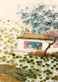 4 28 枯叶潦倒水岸 新荷又发池塘 趴着看上一天 忘了世态炎凉 oriental art asian art japanese art