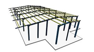 Steel Building Structure 3d Model Primary Frames Purlins Roof Overlap Steel Buildings Building Structure Model