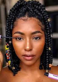 And even though it does, nothing looks overpowering or too much. Braids Hairstyles For Black Women Braids Short Box Braids Hairstyles Short Box Braids Box Braids Styling