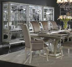 The hollywood swank bedroom collection quality and attention to detail are masterfully blended throughout the entire collection, which features lovely shapes, luxurious fabrics, distinctive details, and faux wraps. Hollywood Swank Large Dining Table By Aico Aico Dining Room Furniture Aico Dining Room Dining Room Design Dinning Room Sets