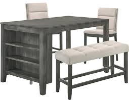 Bardstown counter height dining table and 4 side chairs evansville warehouse. Rustic Gray 4 Piece Counter Height Dining Set With 3 Shelf Storage Transitional Dining Sets By All In One Furniture Houzz