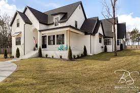 Black soffit and fascia white house. Farmhouse Exterior White Farmhouse Exterior White Exterior Houses Brick Farmhouse