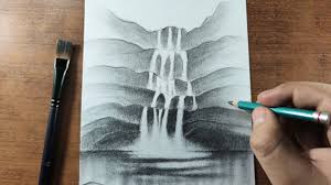 Landscape with fall trees in easy beginner waterfall nature drawing. How To Draw A Waterfall With Pencil Step By Step Easy Youtube