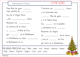 Palabras Perdidas Con Villancicos Dime Nino Villancico Palabras Juegos Para Familias
