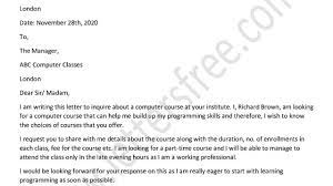 Sample Inquiry Letter For Computer Course | Enquiry Letter