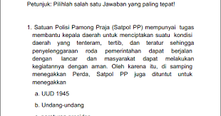 Badan kepegawaian negara (bkn) telah menjadwalkan pelaksanaan tes seleksi kompetensi bidang (skb) instansi pusat dan daerah dimulai pada tanggal 25 maret sampai dengan 10 april 2020. Contoh Soal Tes Tertulis Satpol Pp Beserta Jawabannya Jawabanku Id
