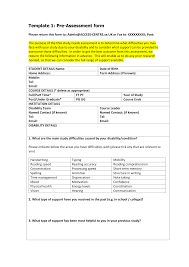 Check spelling or type a new query. Template 1 Pre Assessment Form Dsa Qag