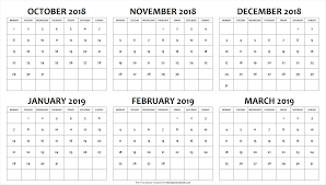 Pin On October 2018 To March 2019 Calendar