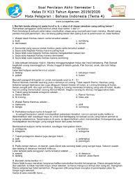 Soal Tema 4 Kelas 4 Mapel Bahasa Indonesia