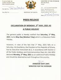 Federal holidays, national holidays, and bank holidays for this year and next year. Govt Declares Monday 3 Public Holiday Adomonline