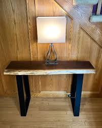 Console Table By Cask Woodworking At Private Residence Sherwood Park Live Edge Console Table Custom Console Table Console Table