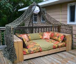 Actual inside measurement of this swing bed is 39 inches deep and 75 inches long perfect for a twin mattress perfect for indoor or outdoor use (mattresses are not included) very large swing, long enough for the average person to take a nap in this is a beautiful 6 1/2 ft. 5 Reasons To Consider Pallet Furniture Pallet Furniture Outdoor Diy Daybed Pallet Daybed