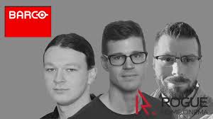 Scott Rogan & the Barco Residential Team in discussion over the all NEW  Njord Projector.