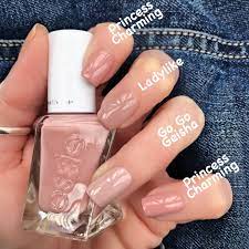 Satin slipper, hold the position, perfect posture, lace me up, at the barre, and closing night. Comparison Swatches To Essie Princess Charming From The Enchanted Gel Couture Line Instagram Livw Essie Gel Nails Gel Nail Colors Essie Nail Polish Colors