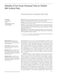 Pdf Reliability Of Two Visual Perceptual Tests For Children With Cerebral Palsy Keh Chung Lin And Li Ting Tsai Academia Edu