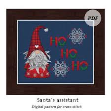Free counted cross stitch christmas elf patterns. Embroidery Cross Stitch Elf Gnome Bird As A Present Jenny Nystrom Counted Cross Stitch Chart Pattern Crafts Citricauca Com
