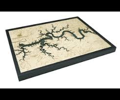 Woodcharts Lake Cumberland Ky Bathymetric 3 D Wood Carved Nautical Chart