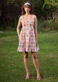 Pozruh Barbara Peach Mini Dress