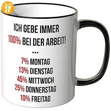 Wandkings Tasse Spruch Ich Gebe Immer 100 Bei Der Arbeit Schwarz Tassen Mit Spruch Lustige Kaffeebecher Tassen Spruche Tassen Bemalte Kaffeetassen