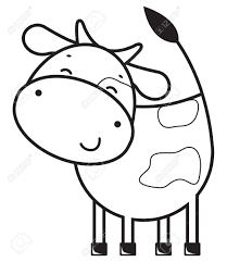 Funny Outline Cow Stock Vector 25243991 Nursery Animal Prints Cute Cartoon Drawings Cow Logo