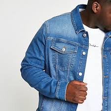 River Island Mens Big And Tall Blue Stretch Denim Jacket