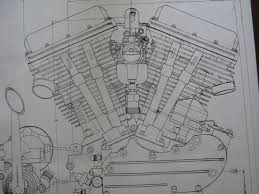 2 Harley Davidson Panhead Engine Blueprint Transmission Flh V2 V Twin Print Vtg Custom Baggers Harley Davidson Panhead Twin Prints