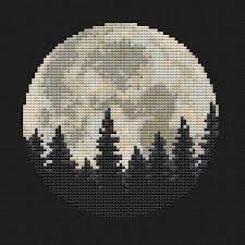 Moohue needlework 14ct counted cross stitch kits wolf and moon dmc thread cross stitch patterns cross stitch fabric needles room wall joy sunday cross stitch kits 14ct counted women and the full moon 24.4x33.8 or 62cmx86cm easy patterns embroidery for girls crafts. Moon Cross Stitch Pattern Modern Cross Stitch Forest Cross Etsy Moon Cross Stitch Pattern Moon Cross Stitch Modern Cross Stitch