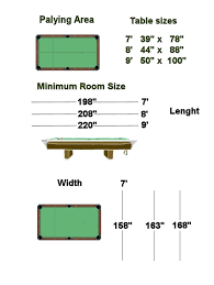 pool table dimensions sizes chart cm house living maker sample