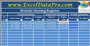 Download Website Hosting Register Excel Template Exceldatapro Website Hosting Excel Templates Social Media Content Calendar