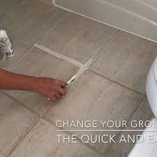 White tile with grey grout flooring powder toy unblocked. How To Change Grout Color The Easy Way Video Video Grout Cleaning Diy Cleaning Bathroom Tiles Grout Cleaner