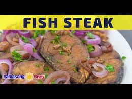 Many fish fillets have tiny pin bones that run along their spines, which you'll want to remove before cooking (or else someone could choke on them). Tanigue Fish Steak Ala Bistek Tagalog Filipino Fried Fish Stew With Soy Sauce And Onions Youtube