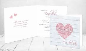 Einladungskarte hochzeit für 30 stk. Einladungskarte Hochzeit Rosa Herz Holzoptik