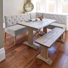 Christmas festive interiors exhibition attracting a large numbers of interior designers, home decor includes: Alina Reclaimed Wood Dining Table With Left Hand Corner Small Bench